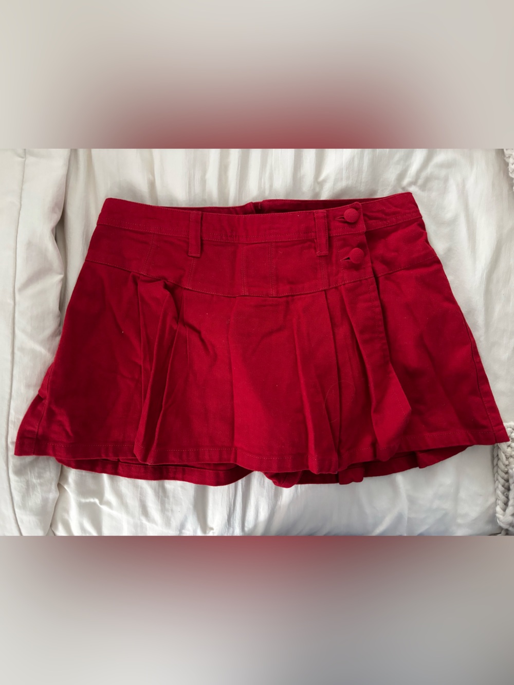 Free People Vibrant Red Pleated Mini Skort
